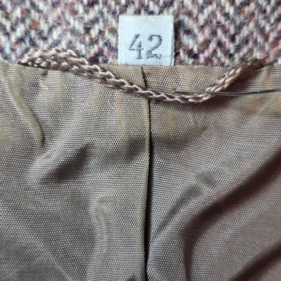 Vintage Women's Wool with Suede Detail Belted Jacket Coat 42/6 - Picture 14 of 16